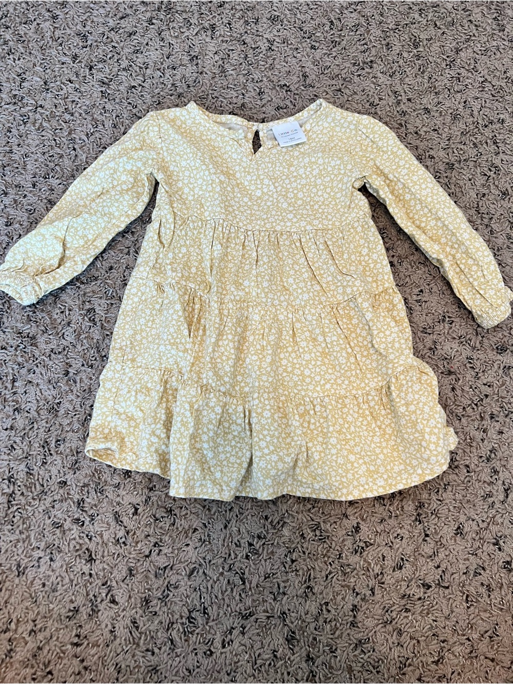 Lauren Conrad Soft Yellow Floral Tiered Long-Sleeve Dress - 18 Months